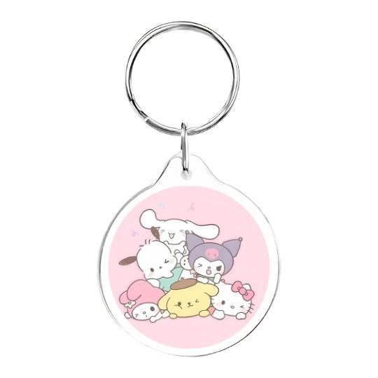 Llavero redondo Sanrio amigos rosa