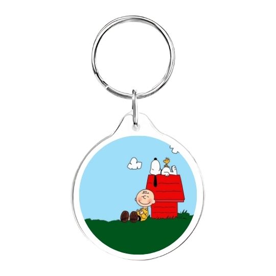 Llavero redondo Snoopy casita