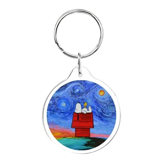 Llavero redondo Snoopy noche estrellada
