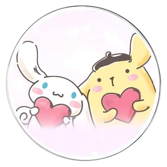 Chapita Pompompurin y cinammoroll corazón