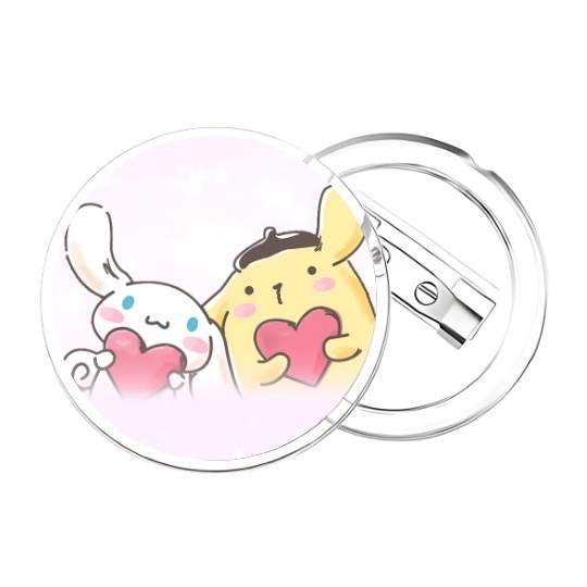 Chapita Pompompurin y cinammoroll corazón - Imagen 2