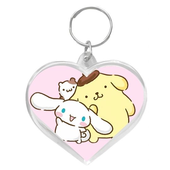 Llavero corazón Pompompurin y cinammoroll