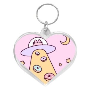 Llavero corazón nave espacial pusheen