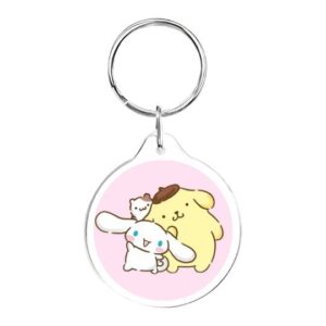 Llavero redondo Pompompurin y Cinammoroll