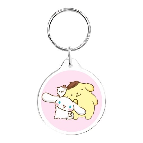 Llavero redondo Pompompurin y Cinammoroll