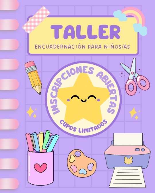 Taller de encuadernación para niños y niñas 06 de septiembre 2025